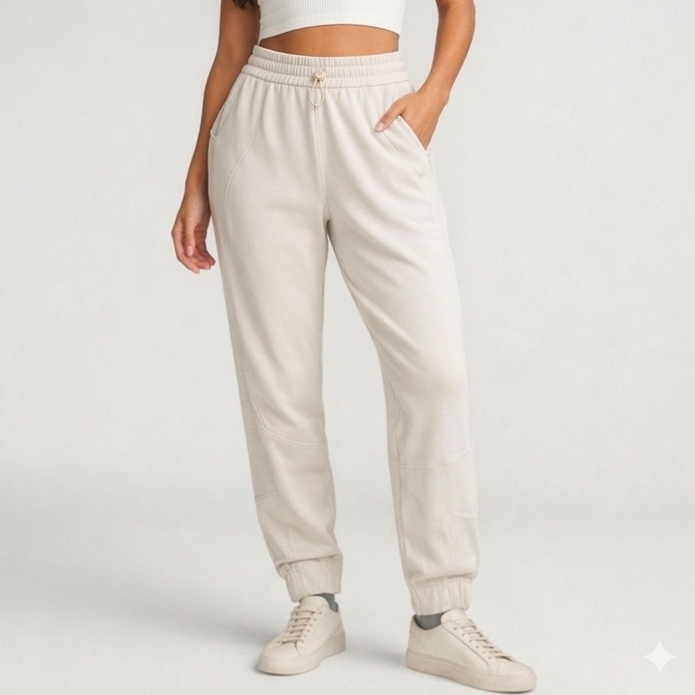 Lululemon Joggers Brushed Softstreme Ribbed High-Rise Bone White Size 10 Pants